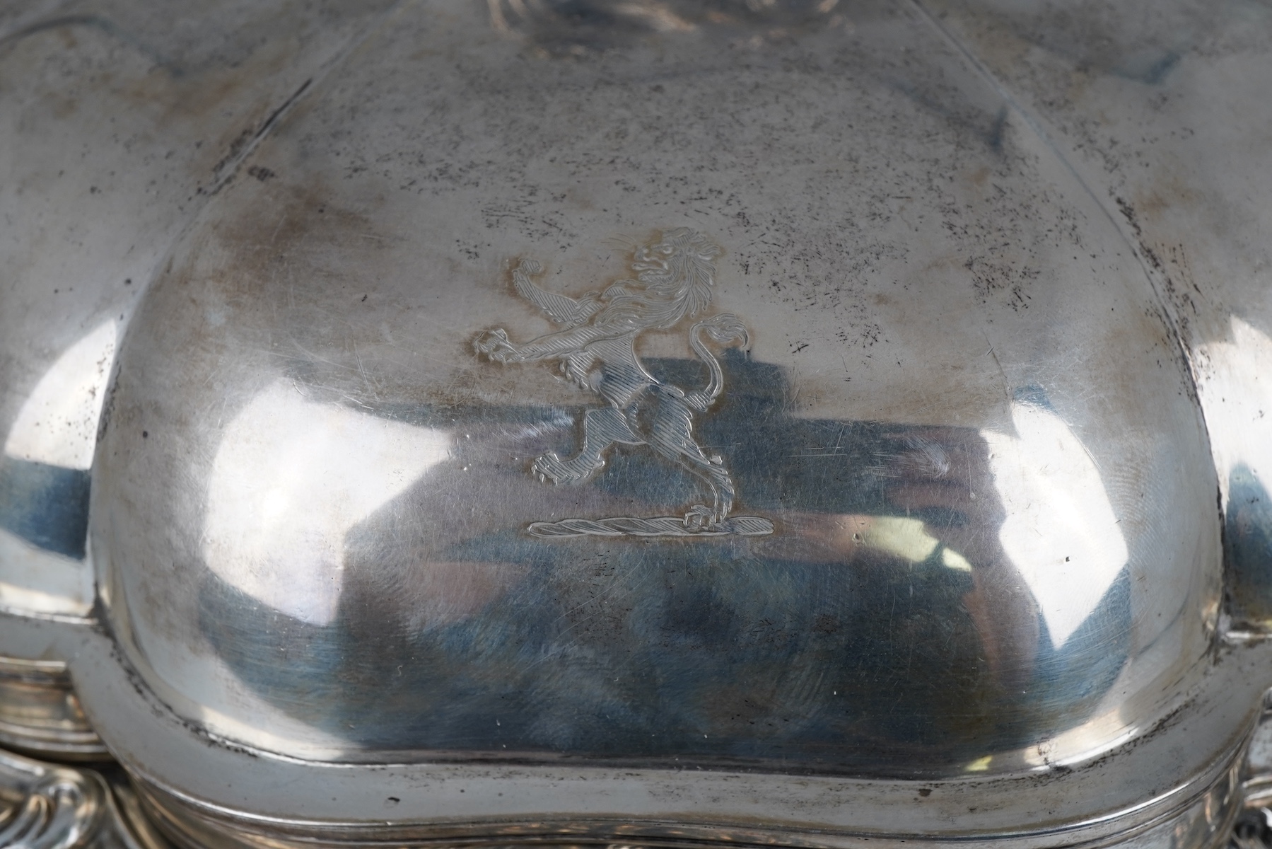A William IV silver vegetable dish on stand with burner, maker possibly William Eaton